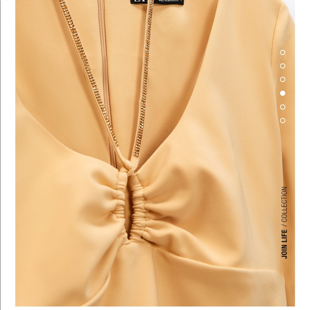 Zara butter yellow draped dress with jewel strap - Picture 4 of 5